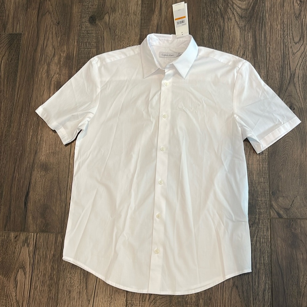 Calvin Klein White Short Sleeve Button Down Shirt